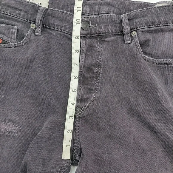 Diesel Tepphar-X Jeans Mens 34 x 30 Black Slim Carrot Selvedge Distressed Grunge